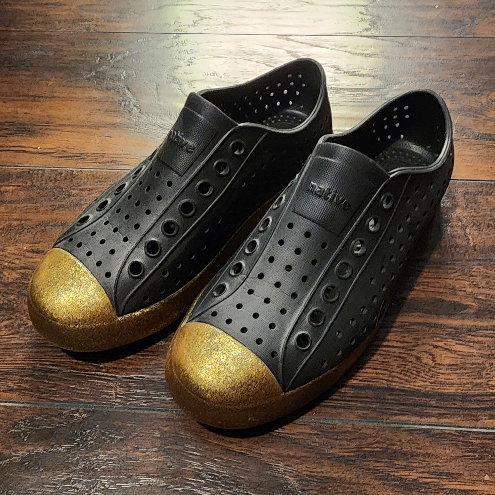 Black and Gold Native shoes